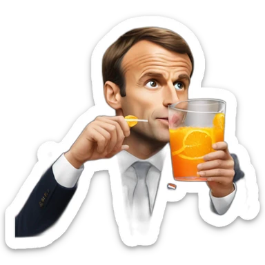 emmanuel macron drinking a fanta sticker