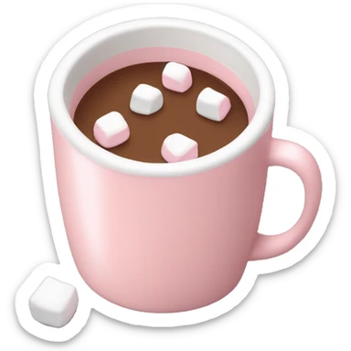 Light Pink mug of hot chocolate with marshmallows  sticker