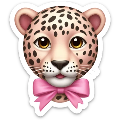 light pink leopard with pink bow sticker