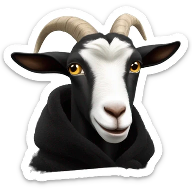 Goat in black puffy coat driving black HummerEV sticker