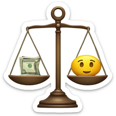 Scales between love and money sticker