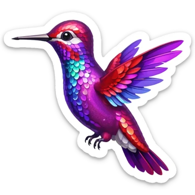 hummingbird with red and purple with glitter sticker