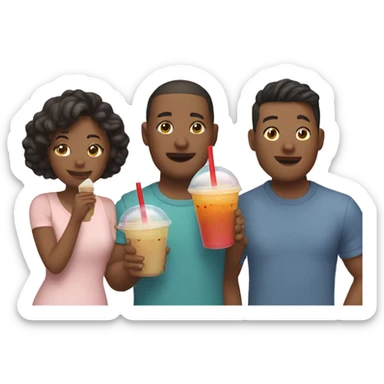 Two couples drinking bubble tea sticker