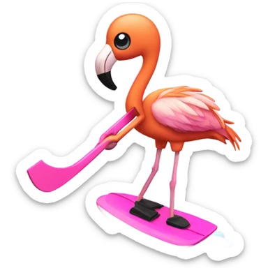 Pink Flamingo water skiing sticker