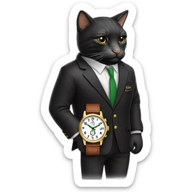 El gato Tom con ropa Lacoste negro y cadena y reloj y fumando un cigarro  sticker