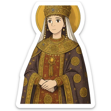 Empress Theodora in ornate Byzantine robes and crown sticker