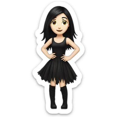 Caucasian-goth-girl-with-black-hair-dancing sticker