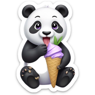 Panda eating ice cream in lavander color sticker