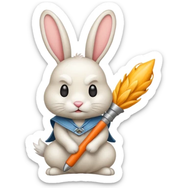 Crea un emoji de un conejo enojado con una arma sticker