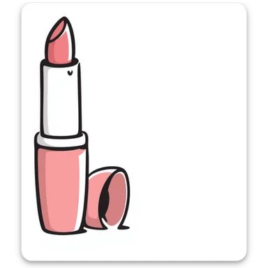 lipstick tube with cap and lipstick showing, pastel colors dd9fb0 ffc6d3 a3bfc9 c4bee2 f1b091, hand-drawn doodle style sticker