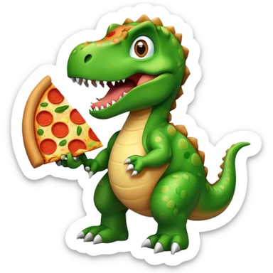 Dinosaure qui mange une pizza  sticker