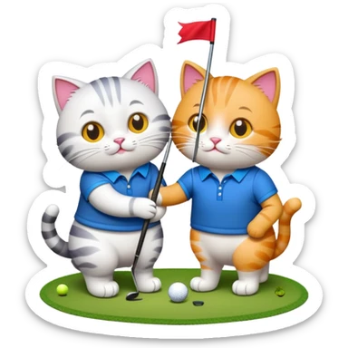 two cats in love playing golf in Scotland sticker