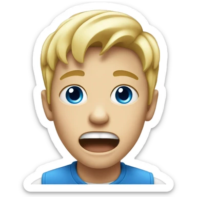 blond boy with blue eyes scream sticker