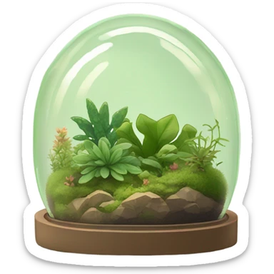 Dome shaped plant terrarium with moss and small plants sticker