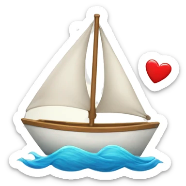 sailboat with heart on sail sticker