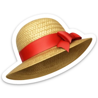 Sombrero de paja con el lazo rojo sticker