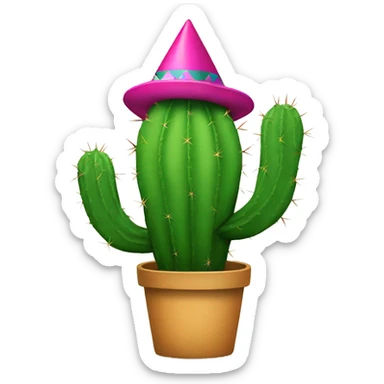 Cactus with a party hat sticker