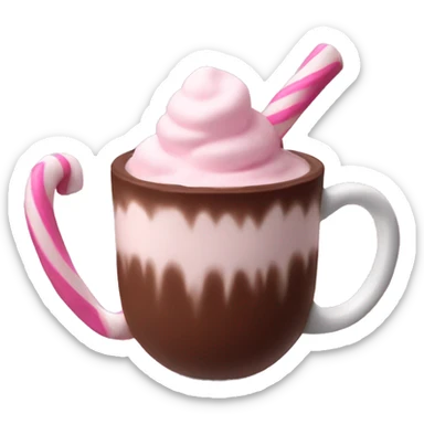 hot chocolate with pink marshmallow sticker