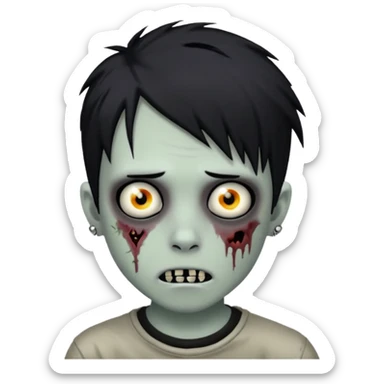 boy zombie with black hair emo piercing  sticker