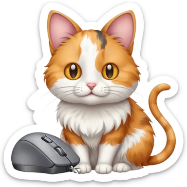 Cat whit mouse sticker