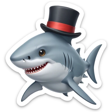 Shark with a top hat sticker