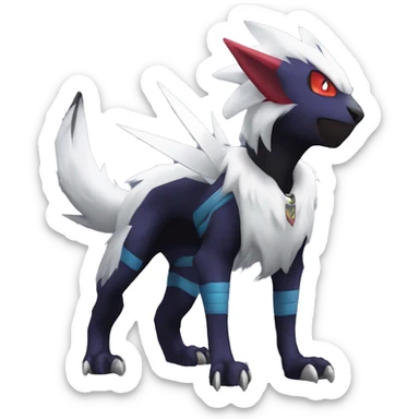 Cool Dark Edgy Absol-Noivern-Quilava-Litten-Pokémon with edgy stripes hoodie spiked collar punk Full Body sticker