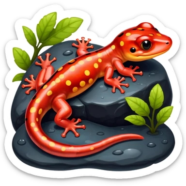 red-spotted salamander with black body and bright red spots sticker