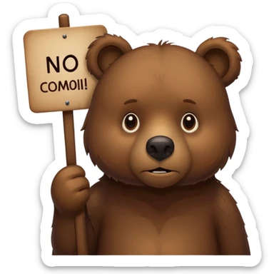 bear with sign in hand that says “no ai😢” sticker