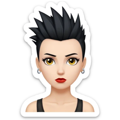 mulher branca de cabelo moicano preto sticker