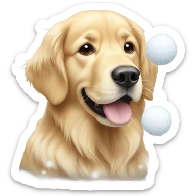 Full Golden retriever with snow balls sticker