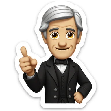 Ralph Waldo Emerson with thumbs up with a little frown and black clothes sticker