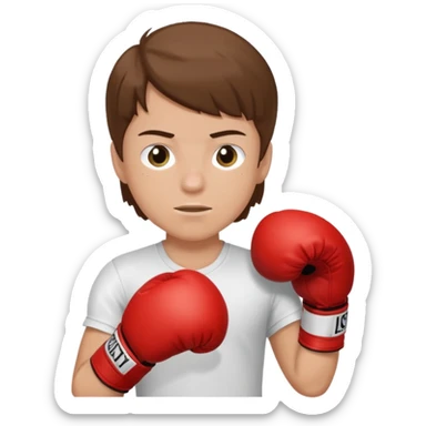 a white kid with brown hair boxing sticker