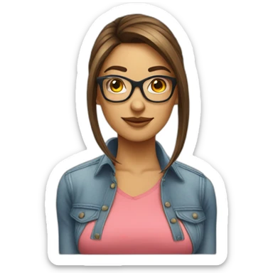 femme avec cheveux lisses peau mate possèdent des lunettes  sticker