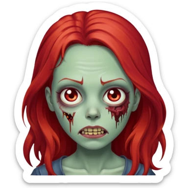 garota zumbi com o cabelo vermelho longo  sticker