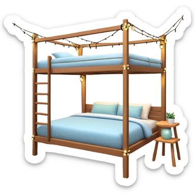 loft bed with string fairy lights hanging underneath sticker