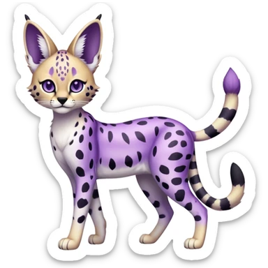 Kawaii Cute Edgy Black Purple White ethereal Serval-Fionbri-Vernid full body sticker
