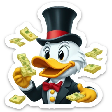 Scrooge McDuck counting money Film-Styled Scare Face sticker