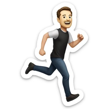 Ilon Musk runs to the right sticker