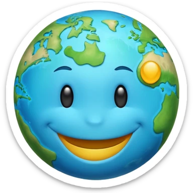 planet earth smiley face sticker