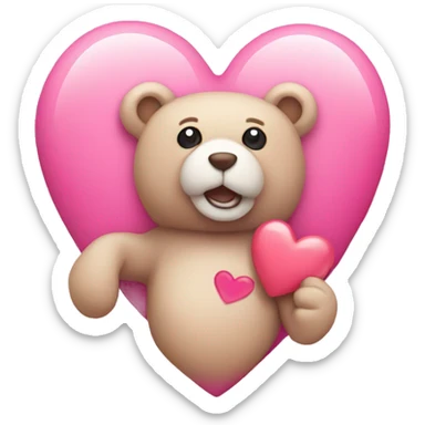 Pink heart with teddy bear  sticker