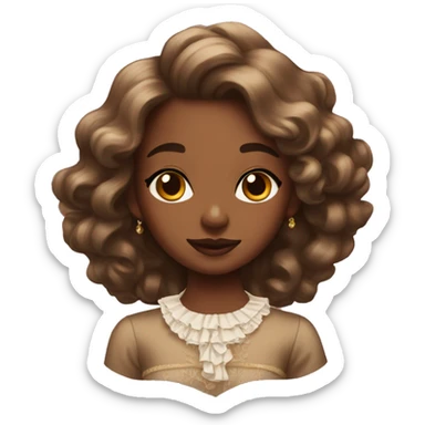 Brown skin girl rococo sticker