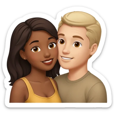 interracial couple kissing sticker