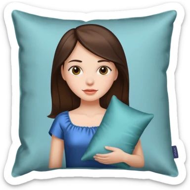 brunette white girl with a silk pillow sticker