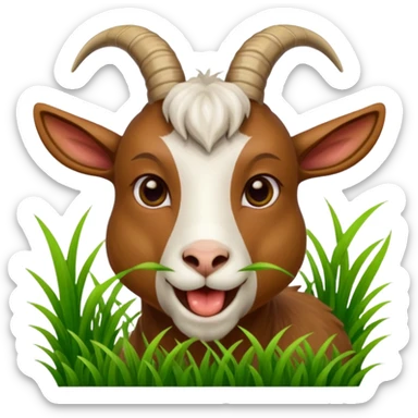 goat biting grass in his mouth sticker