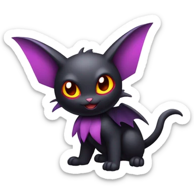 Cool Cute Edgy Dark Black Red Purple Batty Chibi Noibat-Cat-Pokémon-Fakémon-hybrid sticker