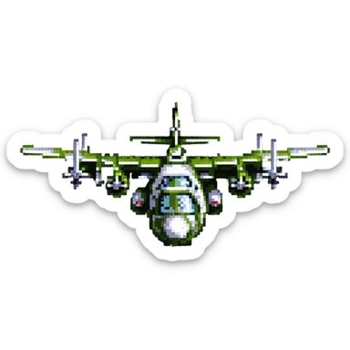 AC-130 gunship military aircraft with visible weapons and cannons sticker
