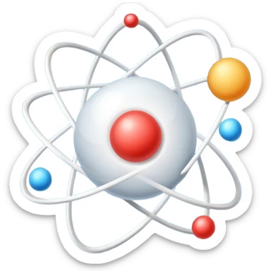 simple hydrogen atom, nucleus with one proton and one electron orbiting sticker