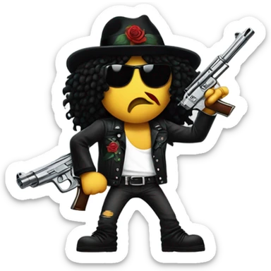 slash of guns and roses with a gun sticker