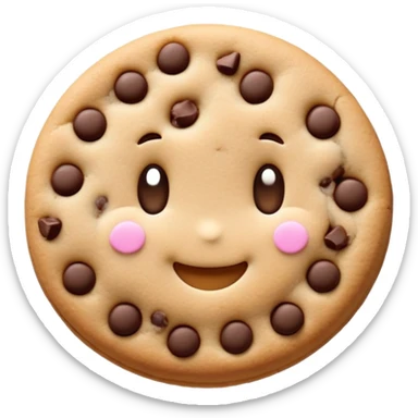 kawaii cookie with chocolate chips and a tiny smiling face sticker