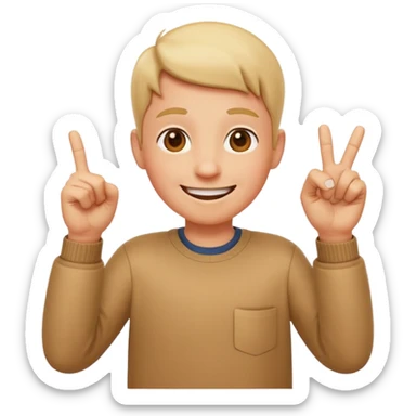 emoji of a happy cartoon person pointing downward toward the ground with both hands, standing upright, smiling warmly, both index fingers extended and pointing down clearly, simple light background, expressive and playful Apple emoji design showing the meaning “here / down here sticker